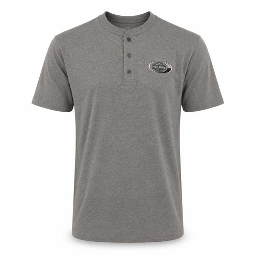 Harley-Davidson Men's Grey Henley T-Shirt L Classic Cotton Blend