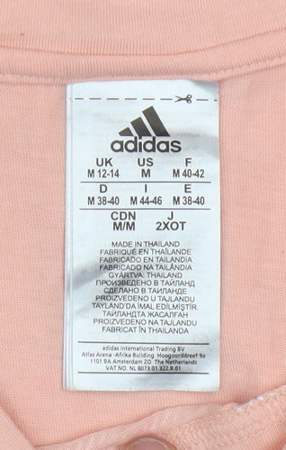 Adidas Womens Pink Short Sleeve Relaxed Logo T-Shirt Size 12