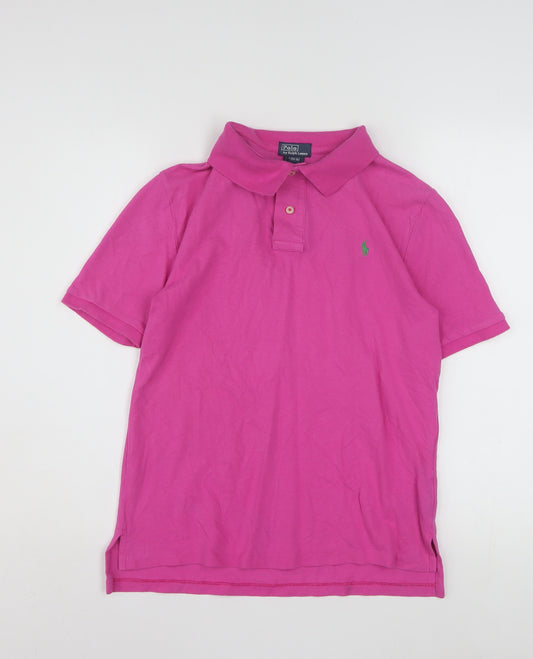 Ralph Lauren Women's Pink Cotton Polo Shirt L Short Sleeve Casual