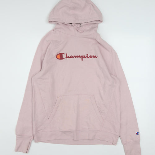 Champion Womens Pink Pullover Hoodie Size M Cotton Blend Athleticwear
