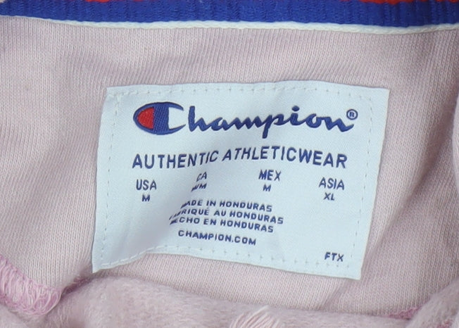 Champion Womens Pink Pullover Hoodie Size M Cotton Blend Athleticwear