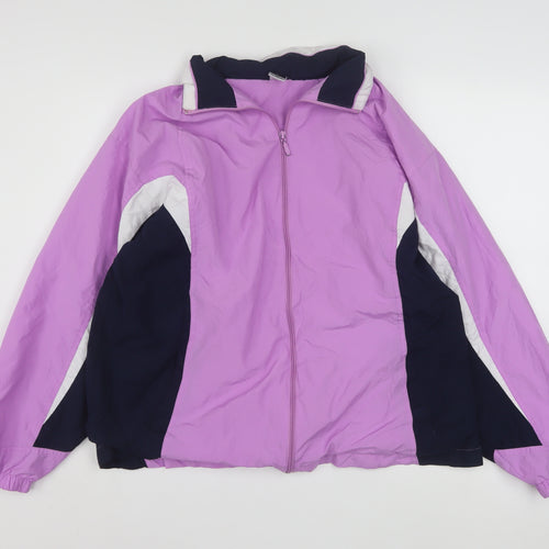 Cheetah Womens Purple Windbreaker Jacket Size 14 Lined Full Zip