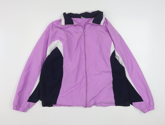 Cheetah Womens Purple Windbreaker Jacket Size 14 Lined Full Zip