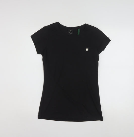 G-Star RAW Women's Black Slim Fit Crew Neck Cotton T-Shirt S