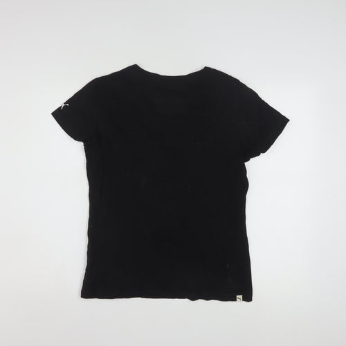 Puma Women's Black Cotton T-Shirt Size 14 Short Sleeve Casual