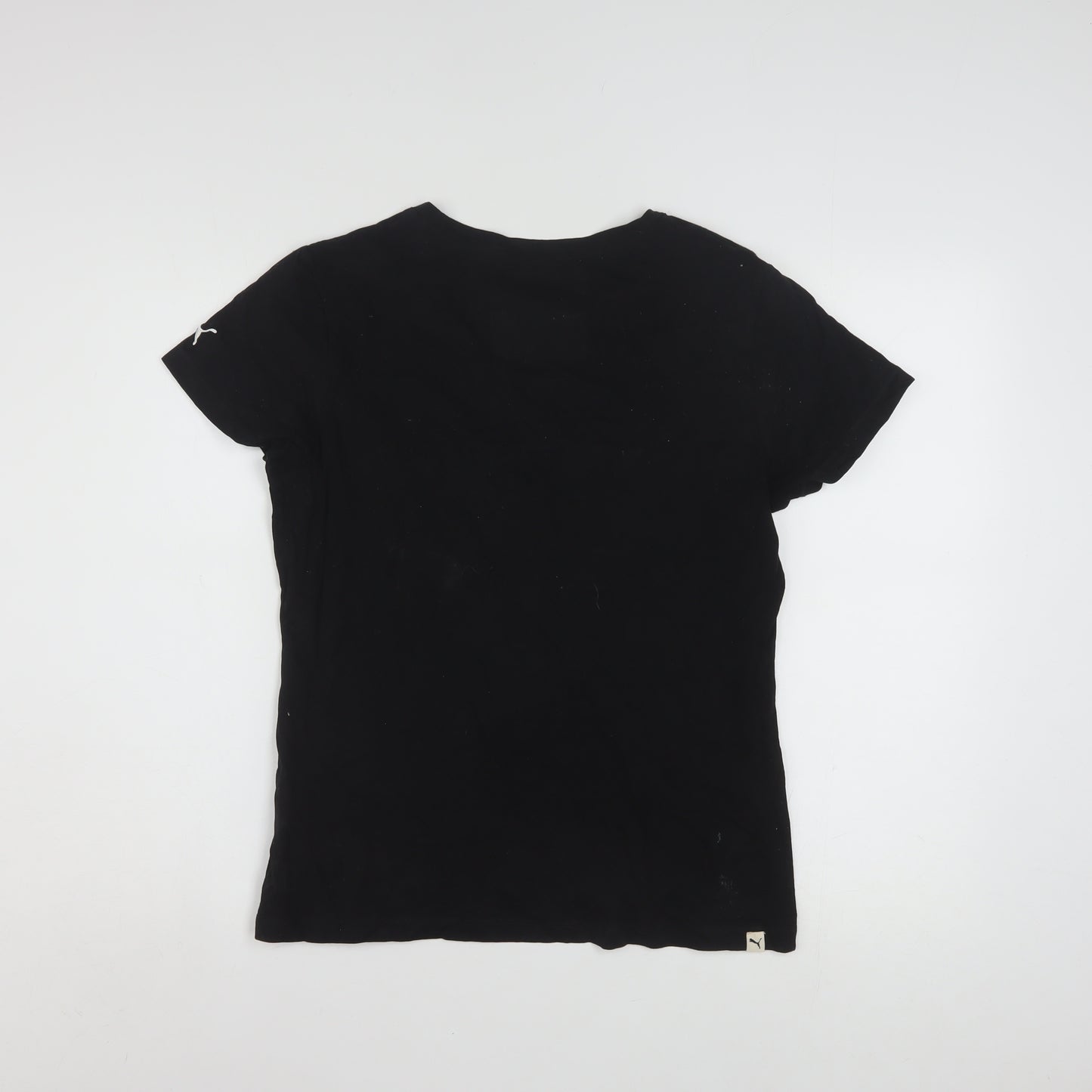 Puma Women's Black Cotton T-Shirt Size 14 Short Sleeve Casual