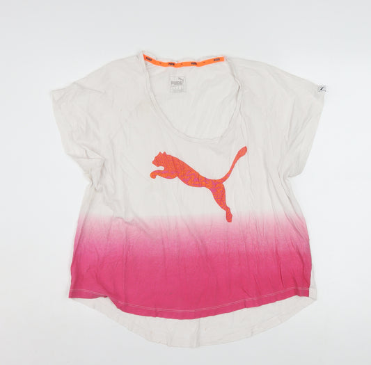 Puma Women’s Pink Gradient Cotton T-Shirt Size 14 Short Sleeve