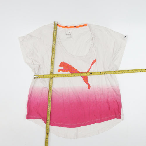 Puma Women’s Pink Gradient Cotton T-Shirt Size 14 Short Sleeve