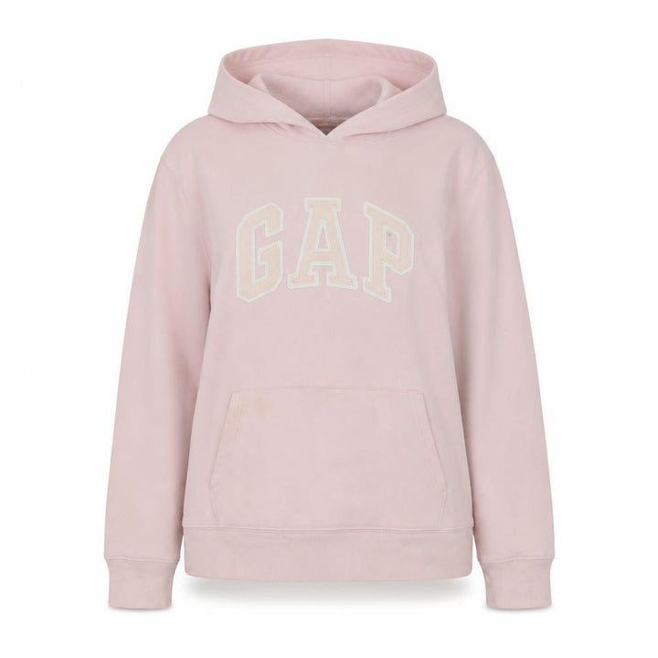 Gap Womens Pink Pullover Hoodie L Logo Cotton Blend Casual