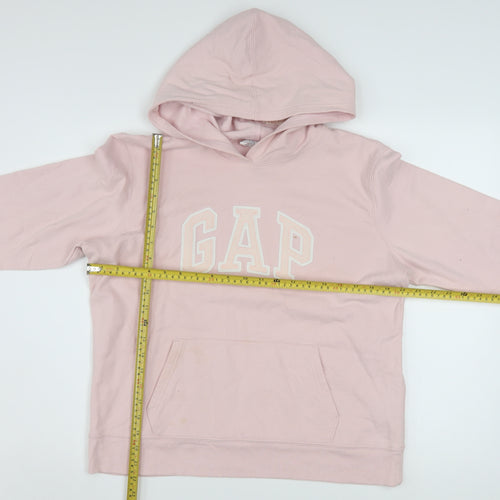 GAP Womens Pink Pullover Hoodie L Logo Cotton Blend Casual