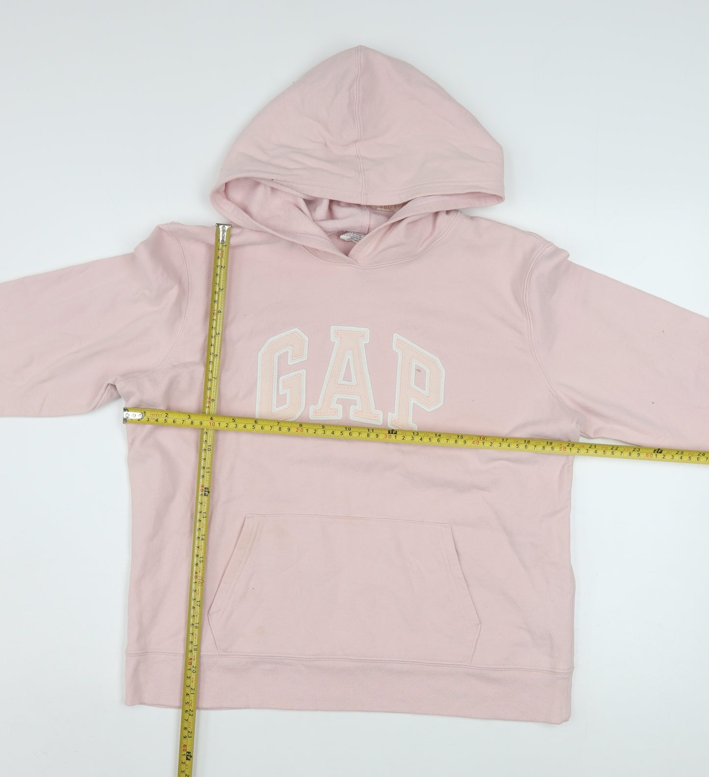 GAP Womens Pink Pullover Hoodie L Logo Cotton Blend Casual