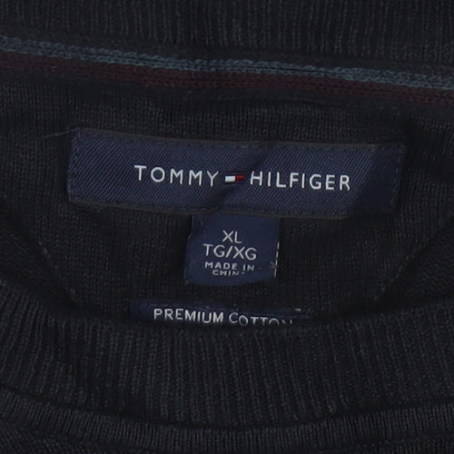 Tommy Hilfiger Men's Black XL Cotton Crew Neck Pullover Jumper