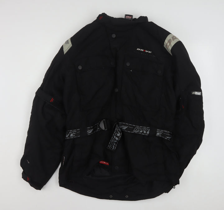 Polo Men’s Black XL Motorcycle Jacket Belted Reflective Water Resistant
