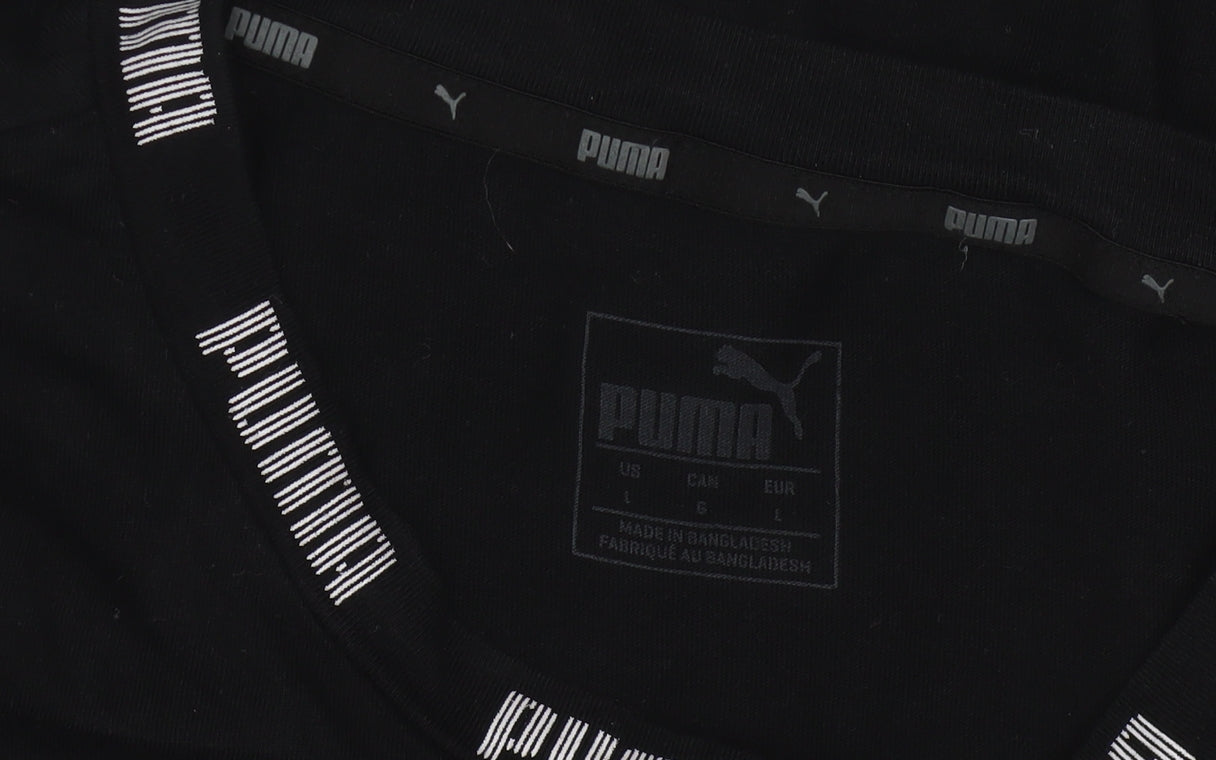 Puma Women's Black Short Sleeve Logo T-Shirt Size L