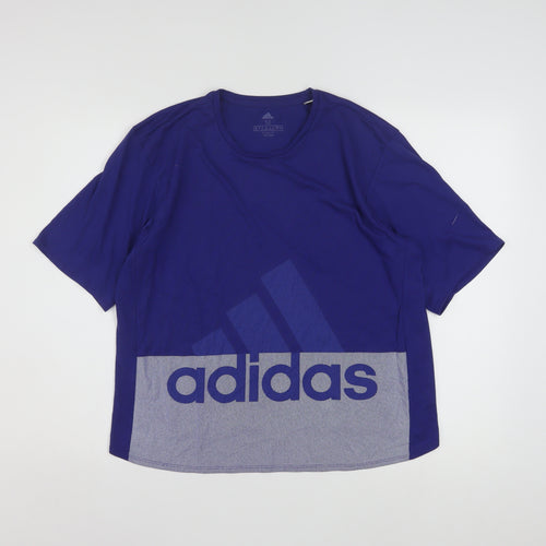 Adidas Womens Blue Climalite Logo T-Shirt Size M 12-14