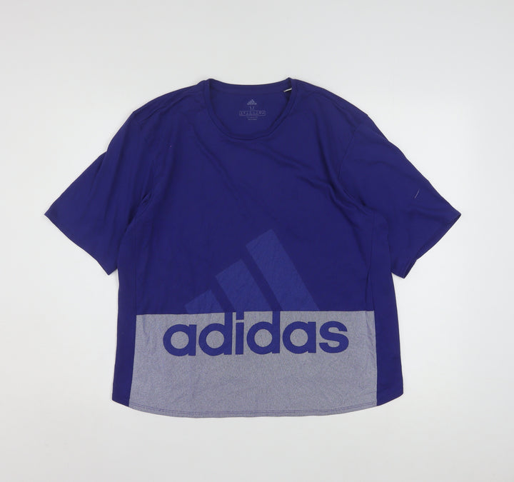 Adidas Womens Blue Climalite Logo T-Shirt Size M 12-14