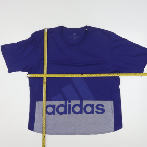 Adidas Womens Blue Climalite Logo T-Shirt Size M 12-14