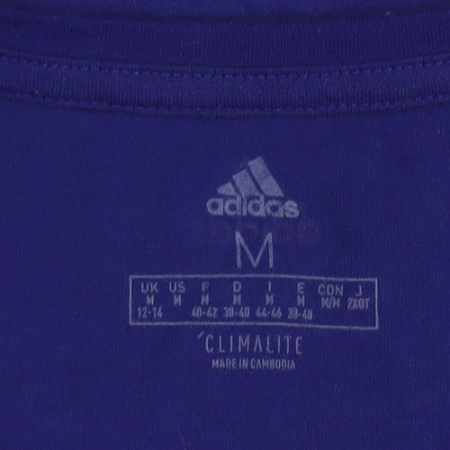 Adidas Womens Blue Climalite Logo T-Shirt Size M 12-14