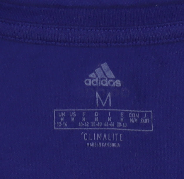 Adidas Womens Blue Climalite Logo T-Shirt Size M 12-14