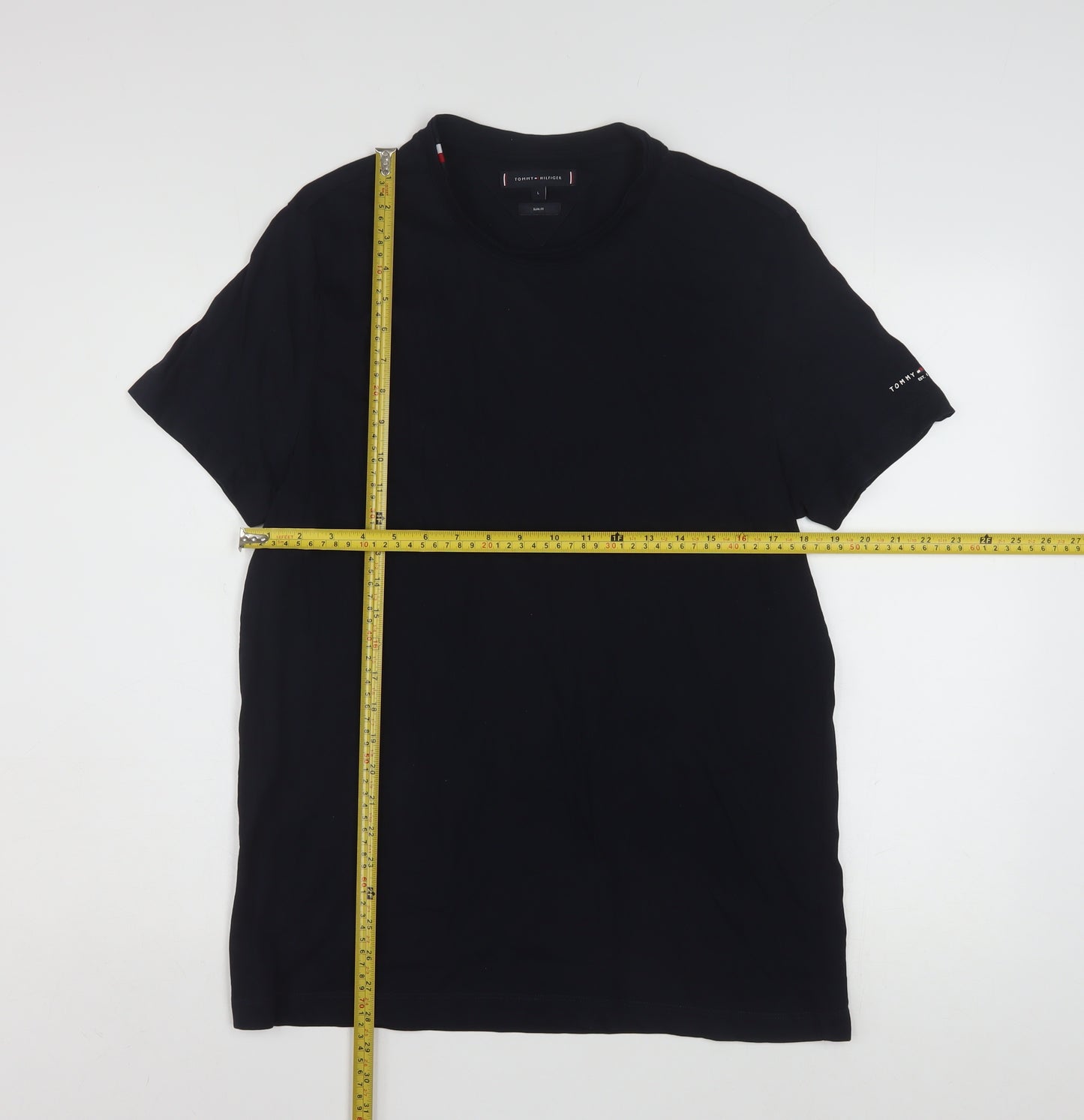 Tommy Hilfiger Men's Black Slim Fit Cotton T-Shirt Size L
