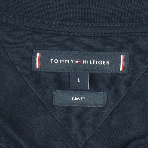 Tommy Hilfiger Men's Black Slim Fit Cotton T-Shirt Size L
