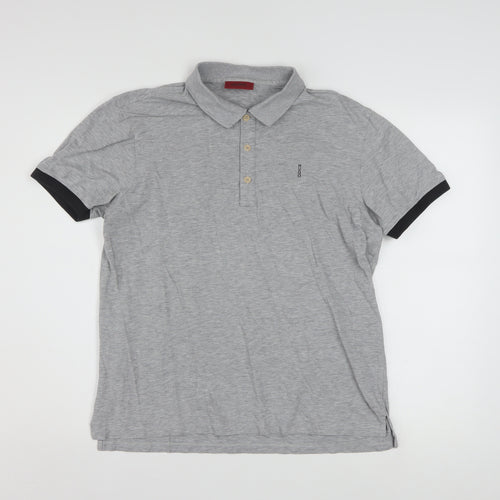Hugo Boss Men's Grey Cotton Polo Shirt L Short Sleeve Designer