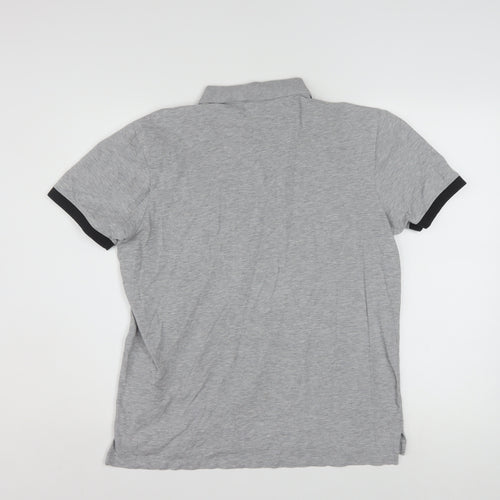 Hugo Boss Men's Grey Cotton Polo Shirt L Short Sleeve Designer