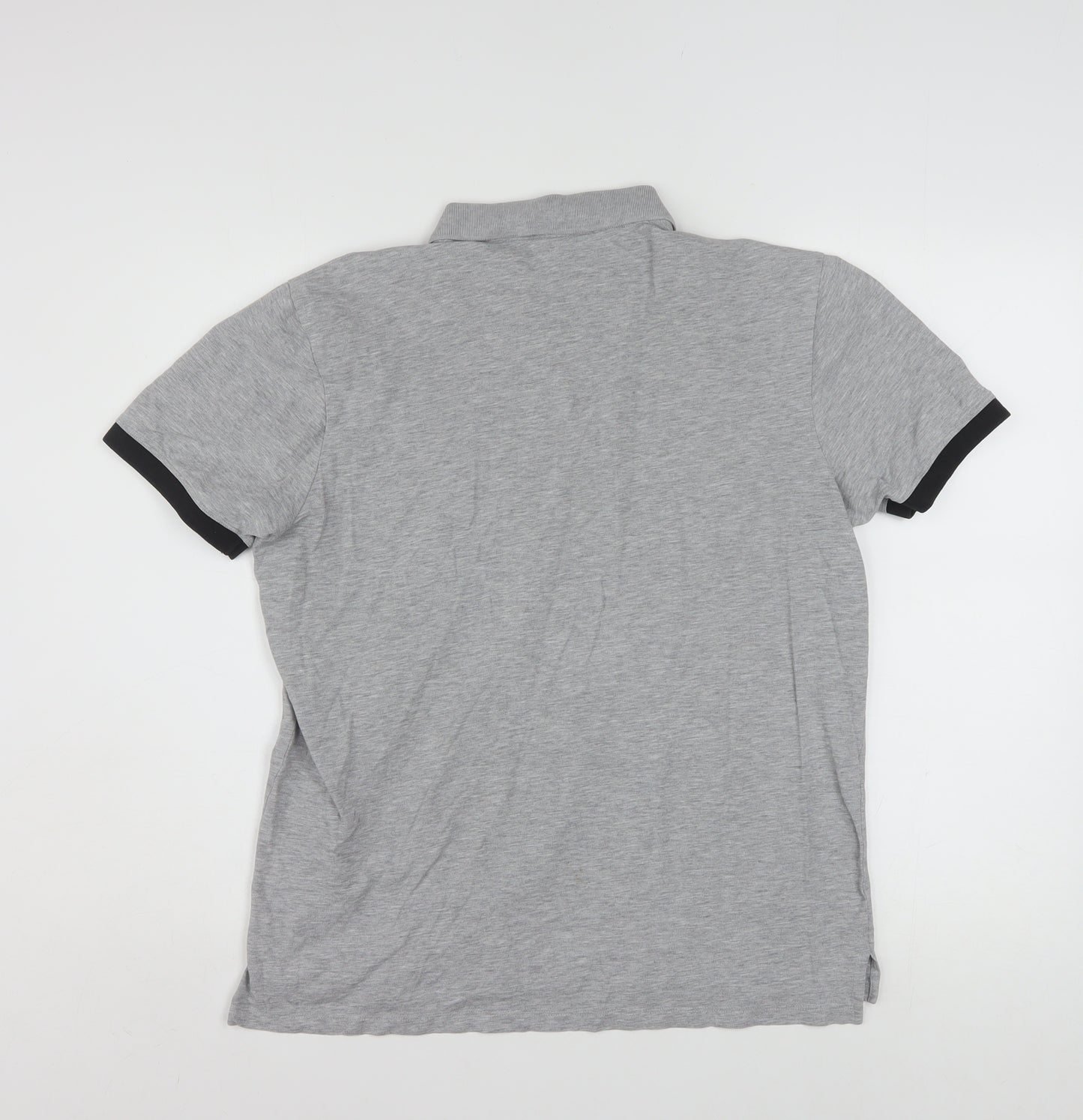 Hugo Boss Men's Grey Cotton Polo Shirt L Short Sleeve Designer