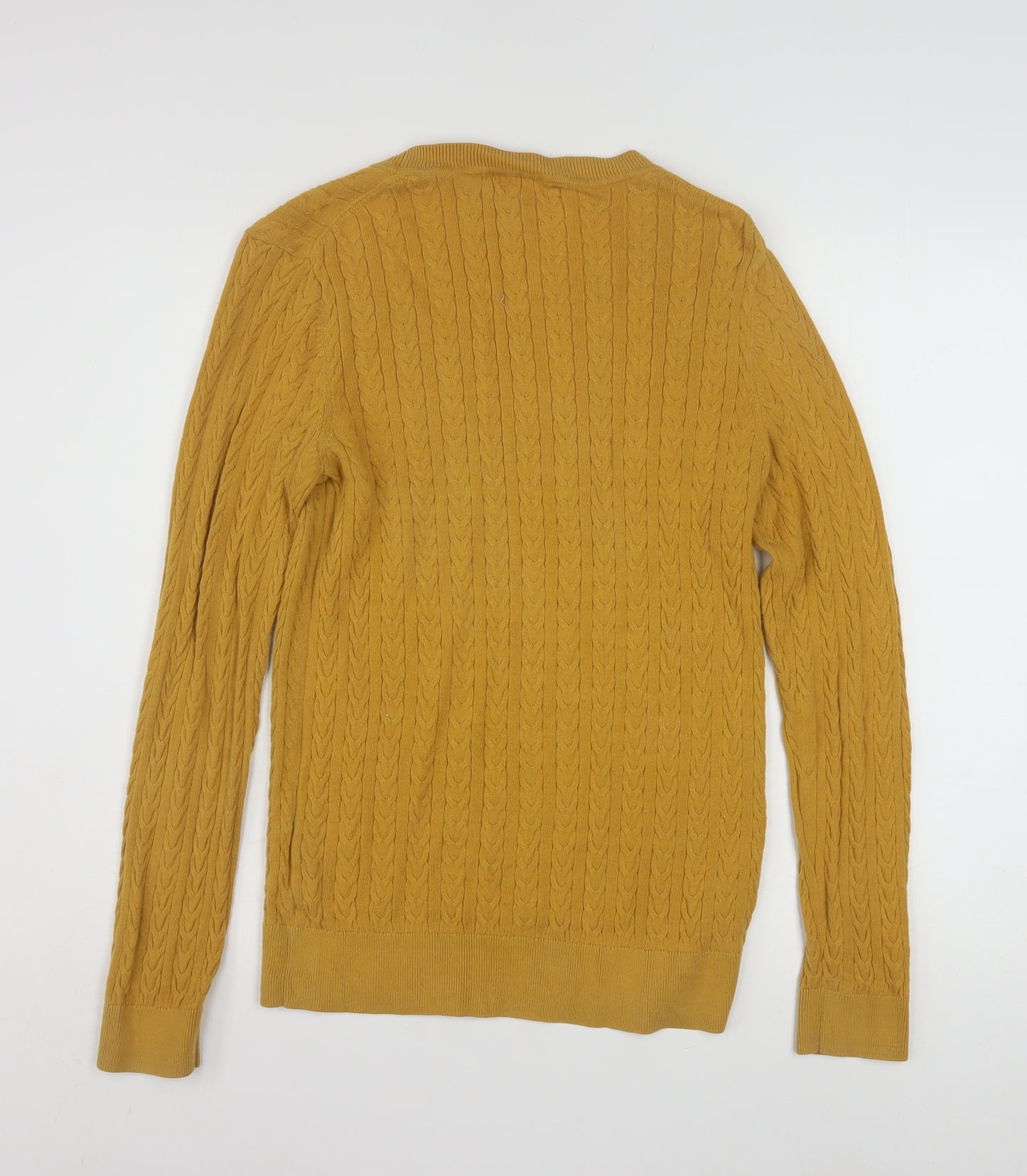 Tommy Hilfiger Men’s Yellow Cable-Knit Cotton Jumper Size L