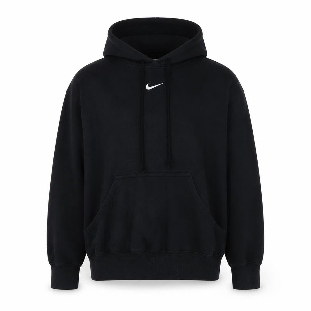 Front view of Nike men’s black small pullover hoodie cotton blend sportswear