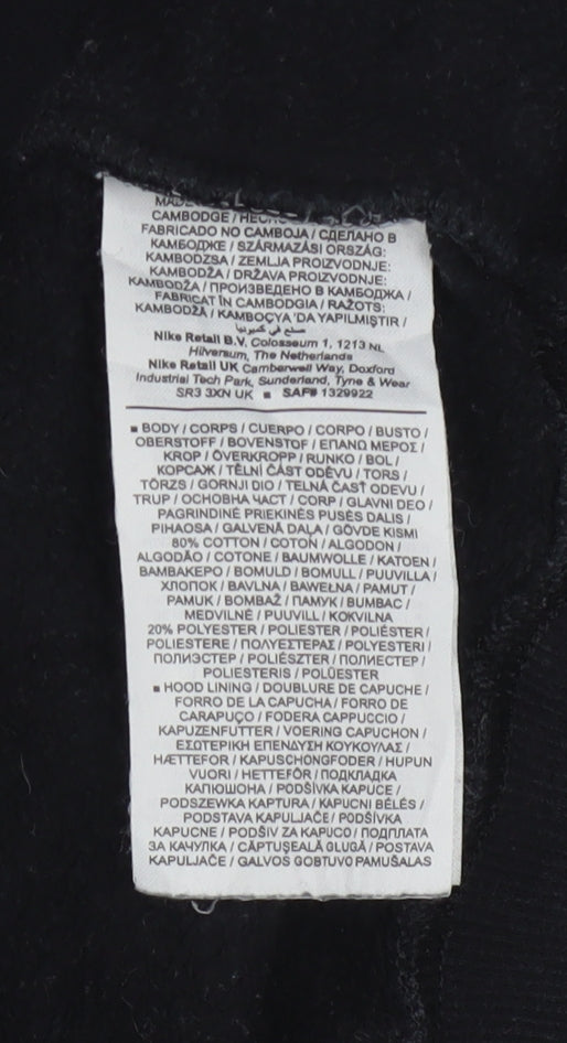 Nike Mens Black Small Pullover Hoodie Cotton Blend Sportswear