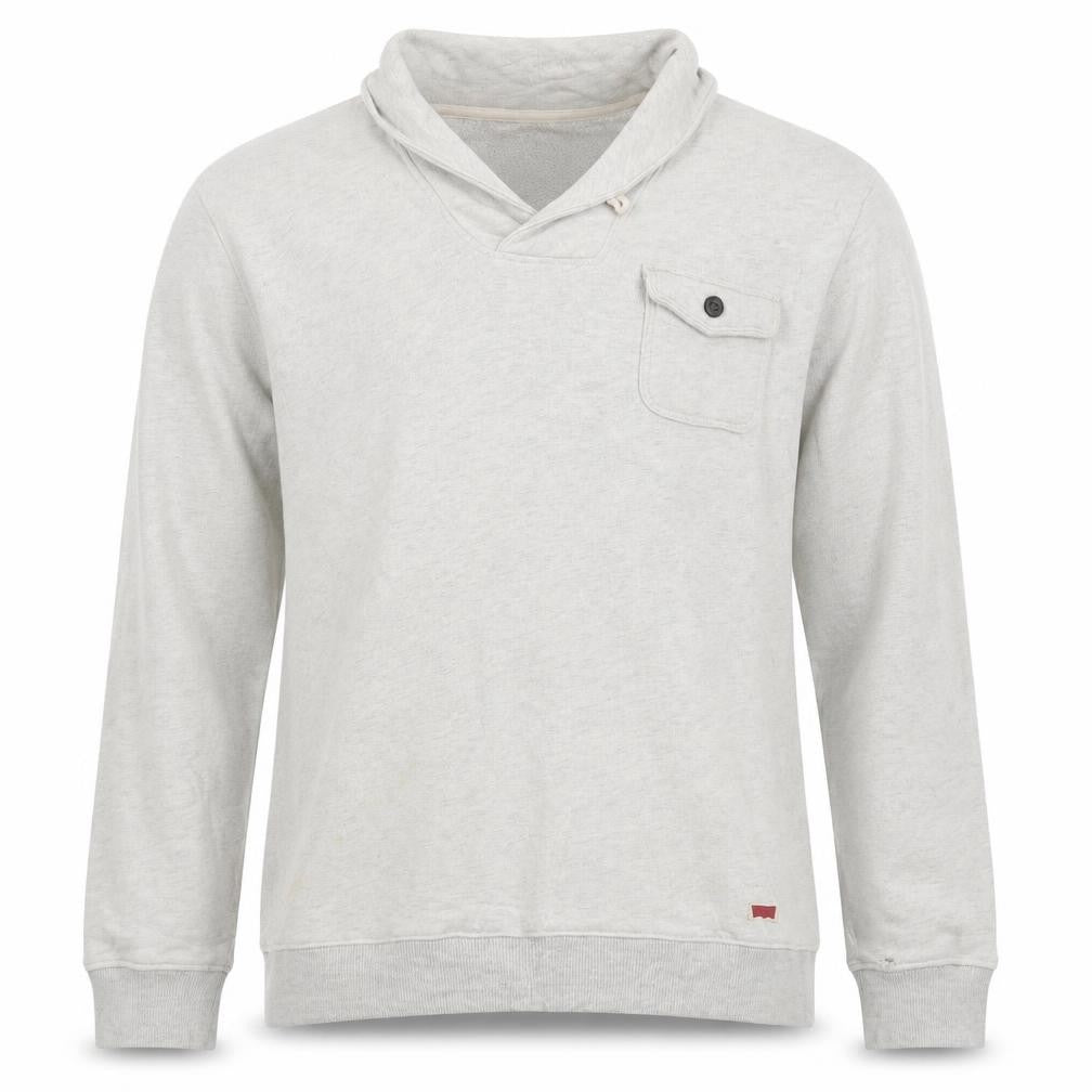 Front view of Levi's Men's Beige Pullover Hoodie Sweatshirt, size M, Cotton Blend
