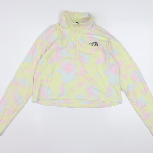 The North Face Womens Yellow Tie Dye 1/4 Zip Fleece Sweatshirt M