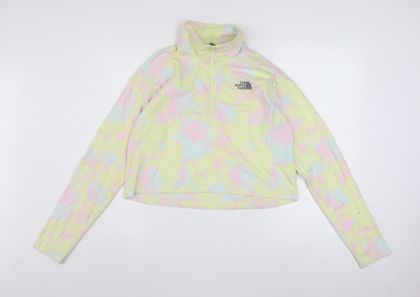 The North Face Womens Yellow Tie Dye 1/4 Zip Fleece Sweatshirt M