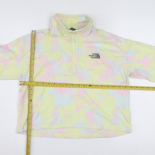 The North Face Womens Yellow Tie Dye 1/4 Zip Fleece Sweatshirt M