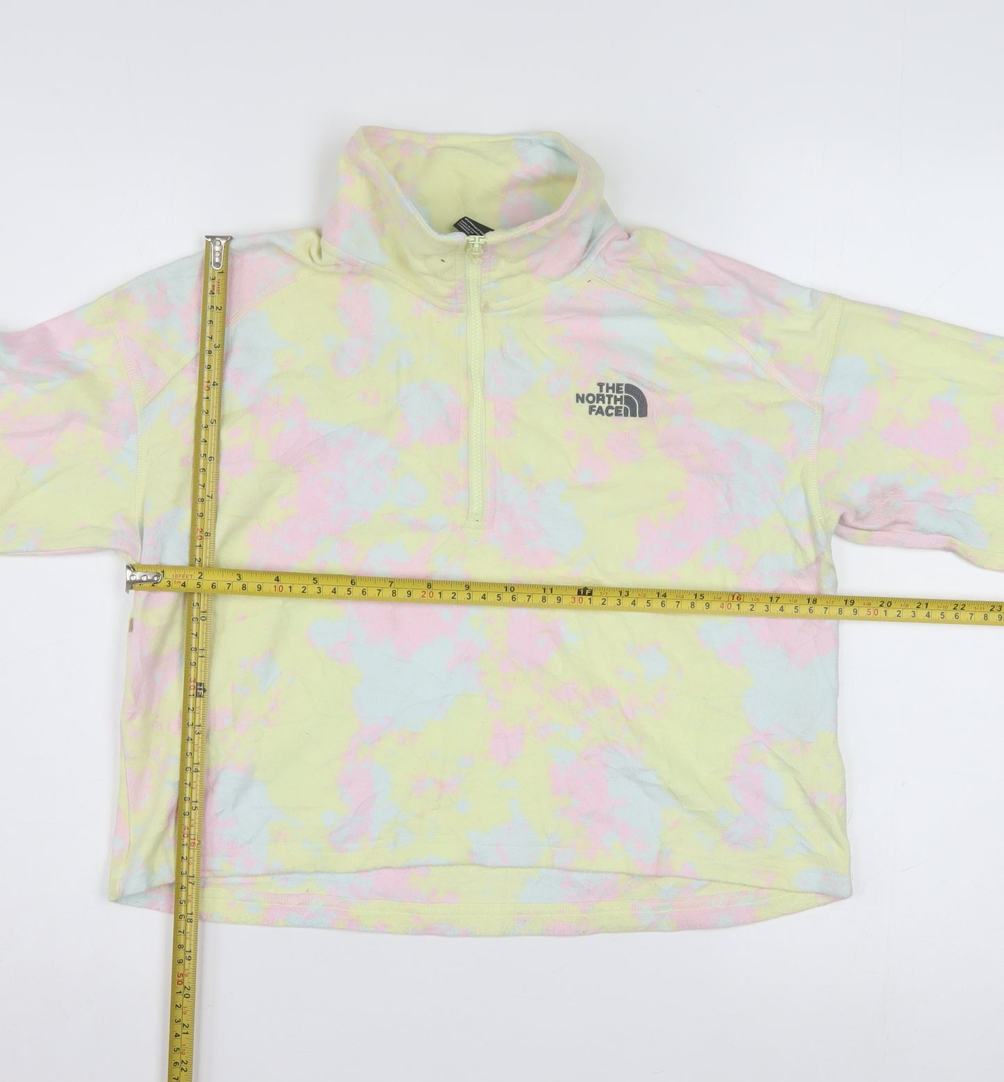 The North Face Womens Yellow Tie Dye 1/4 Zip Fleece Sweatshirt M