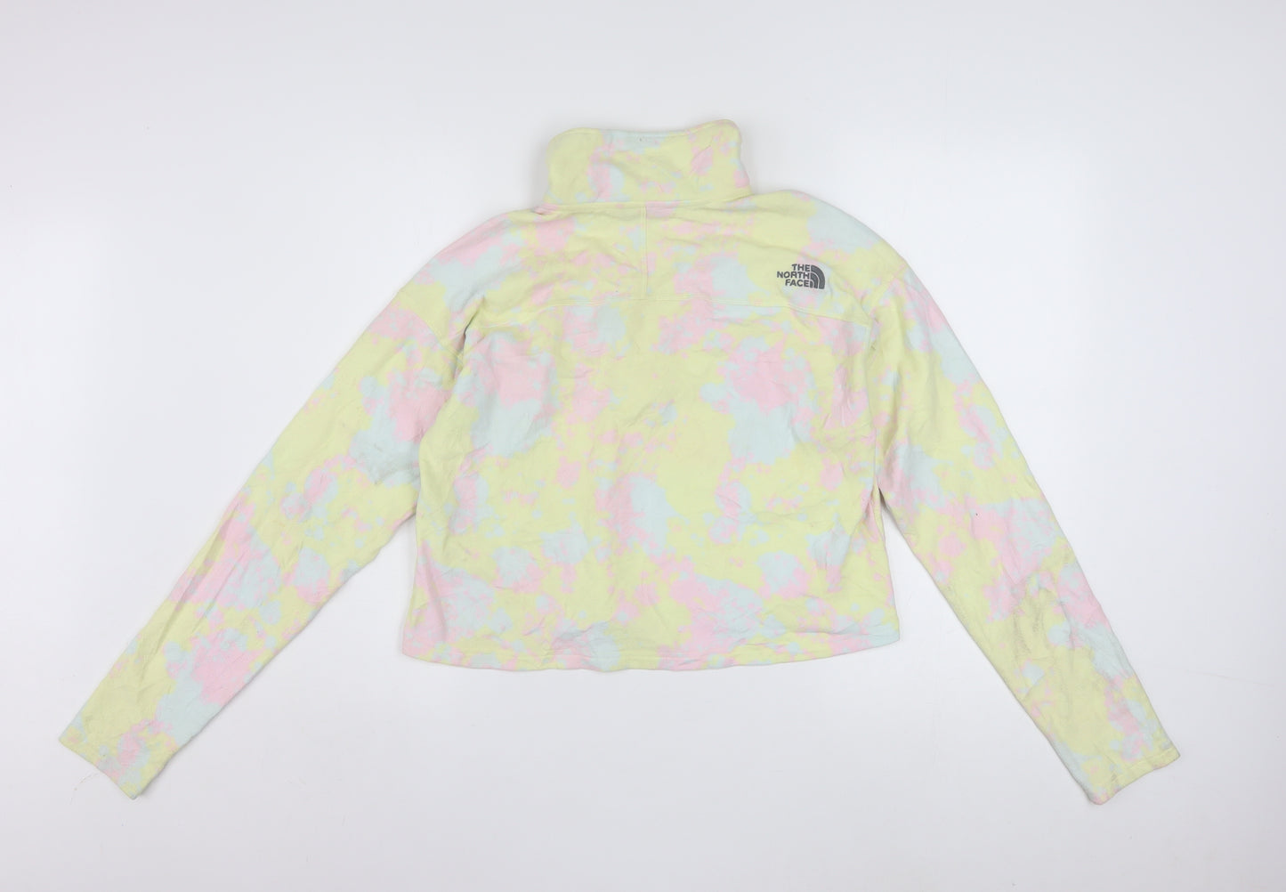 The North Face Womens Yellow Tie Dye 1/4 Zip Fleece Sweatshirt M