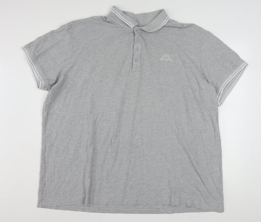 Kappa Men's Grey 5XL Polo Shirt Cotton Blend Short Sleeve