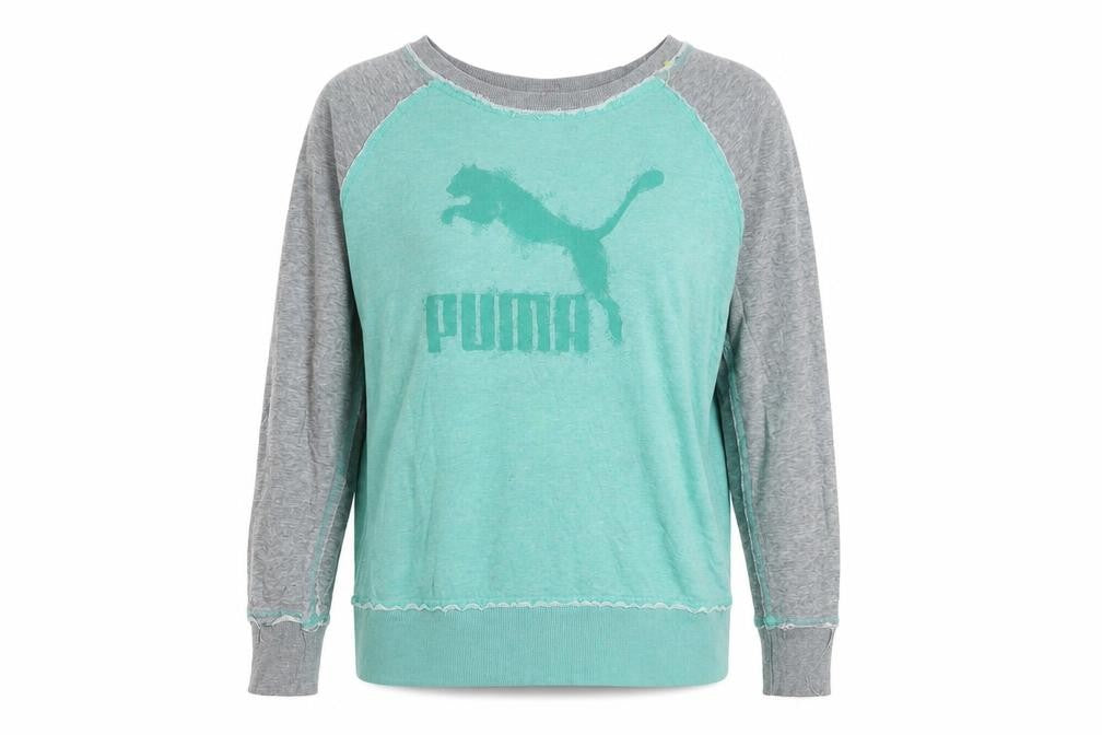 Front view of Puma Women’s Green & Grey Pullover Sweatshirt UK 14 Cotton Blend