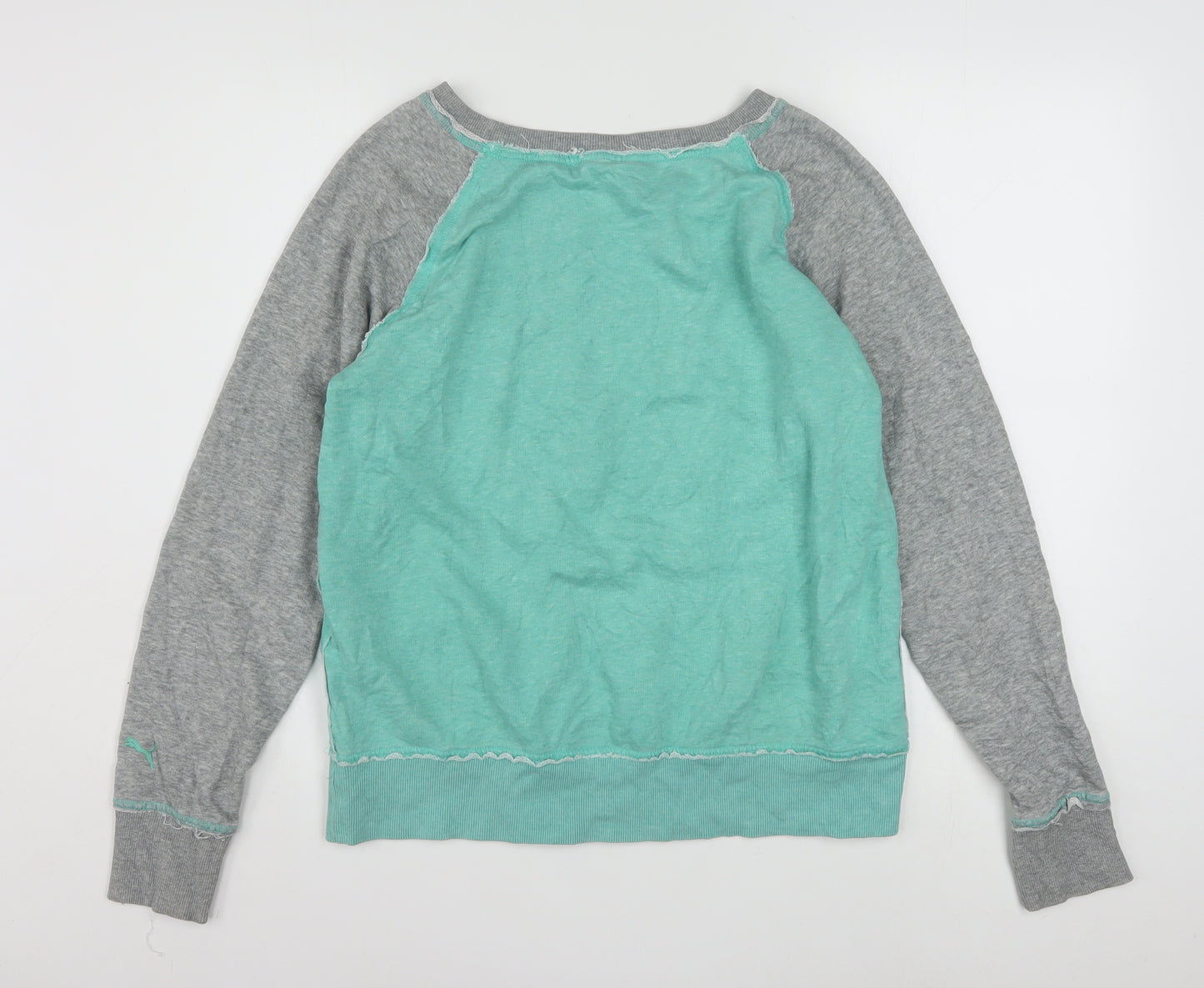 Puma Women’s Green & Grey Pullover Sweatshirt UK 14 Cotton Blend