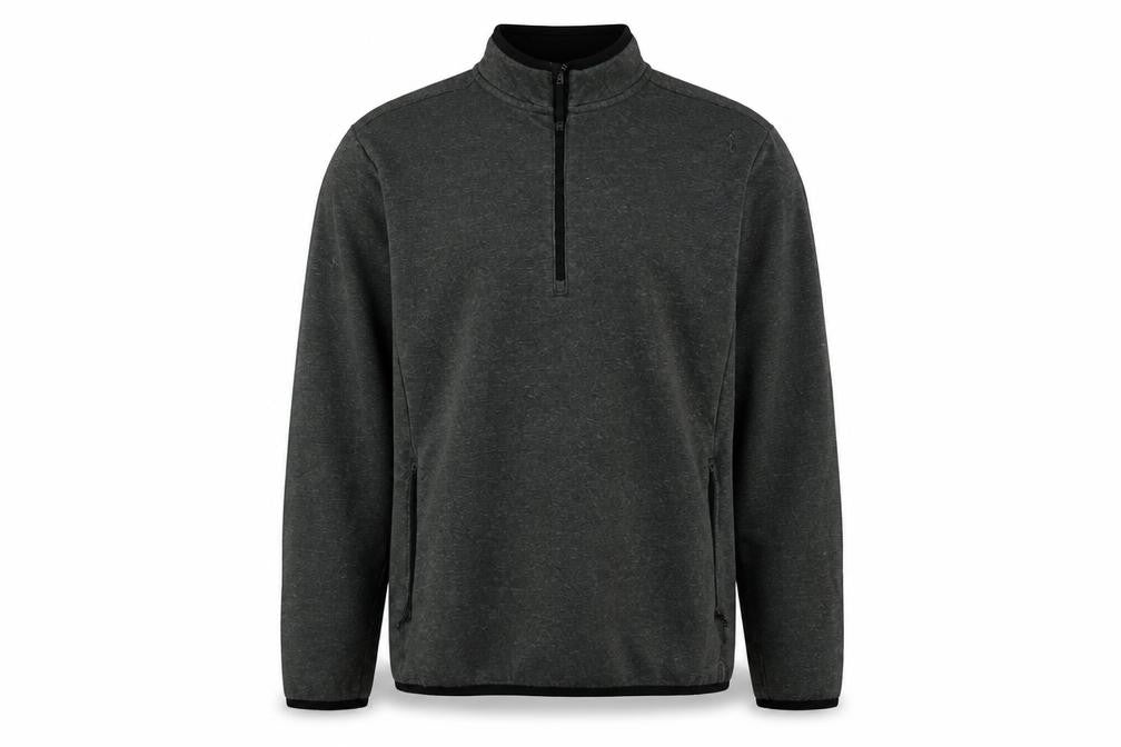 Front view of Reebok Men's Grey XL 1/4 Zip Pullover Fleece Sweatshirt