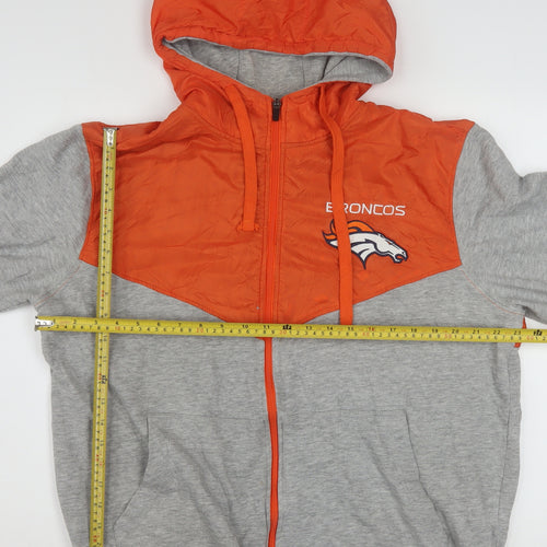 NFL Men's Grey Orange Full Zip Hoodie Large Sports Fleece