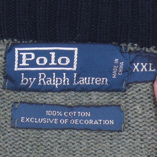Polo Ralph Lauren Men's Green 2XL 1/2 Zip Cotton Jumper