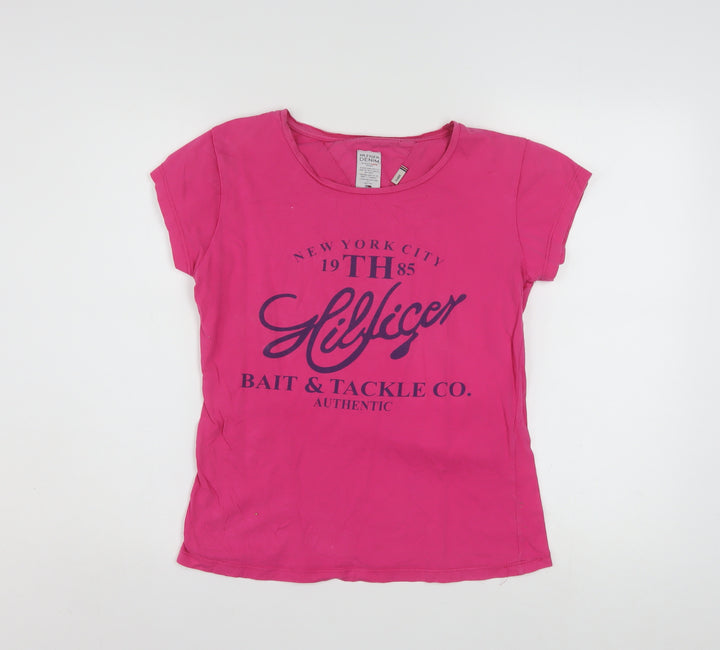 Tommy Hilfiger Women's Pink XL Basic Cotton Logo T-Shirt