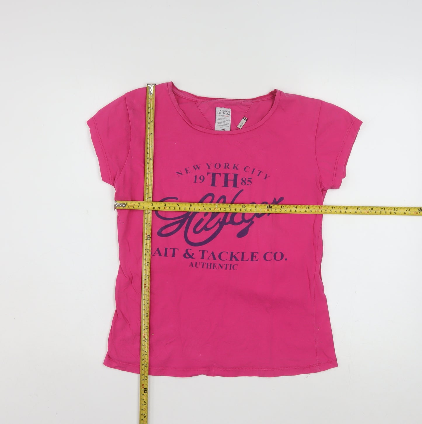 Tommy Hilfiger Women's Pink XL Basic Cotton Logo T-Shirt
