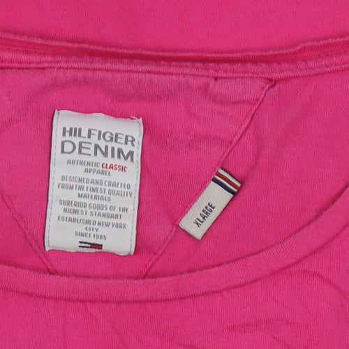 Tommy Hilfiger Women's Pink XL Basic Cotton Logo T-Shirt