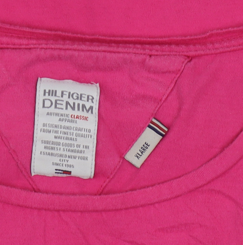 Tommy Hilfiger Women's Pink XL Basic Cotton Logo T-Shirt