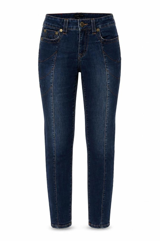 Front view of True Religion Women’s Blue Mid Rise Skinny Jeans, size UK 27 Slim, Fit Denim
