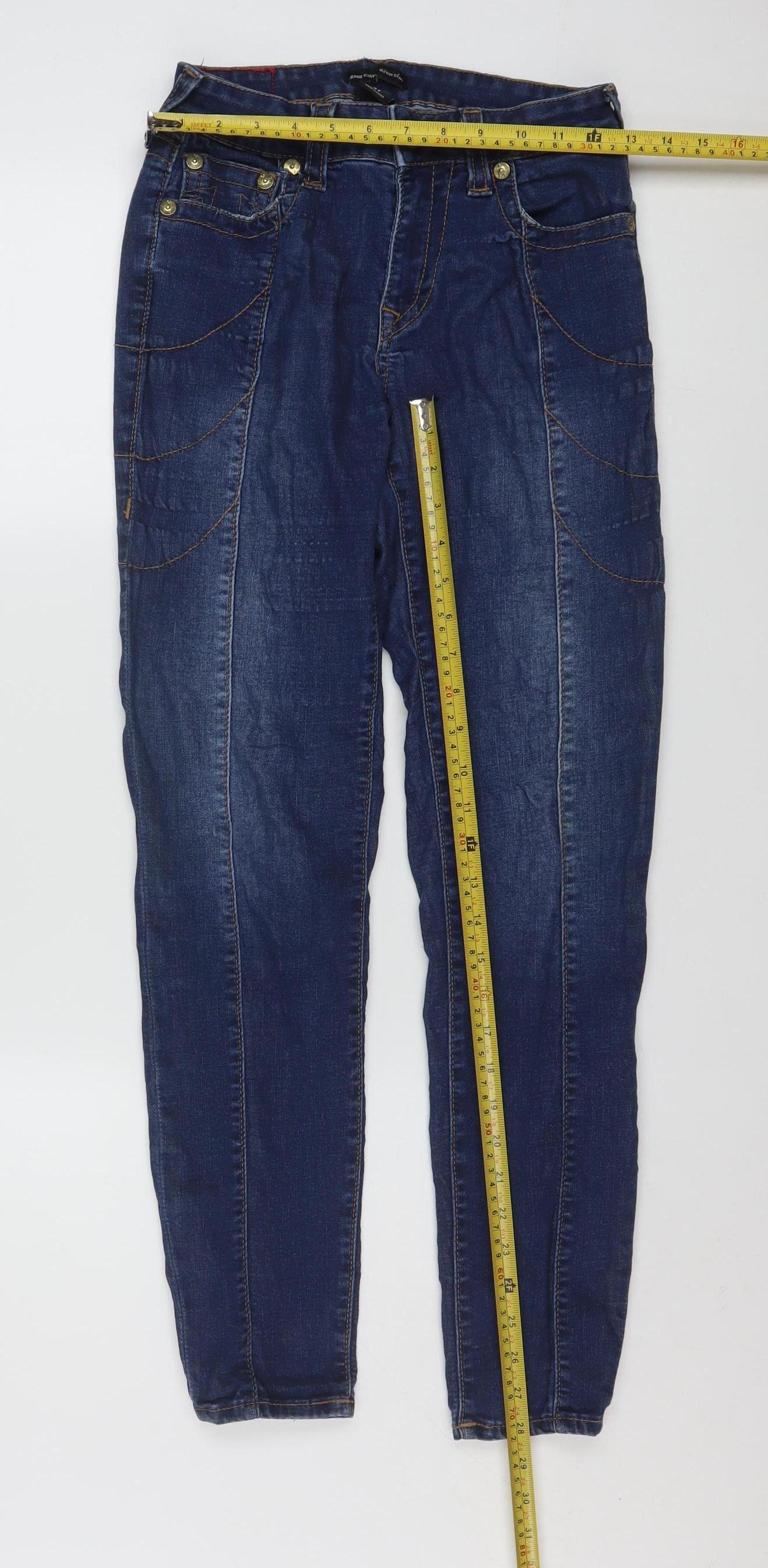 True Religion Women’s Blue Mid Rise Skinny Jeans Size 27 Slim Fit Denim
