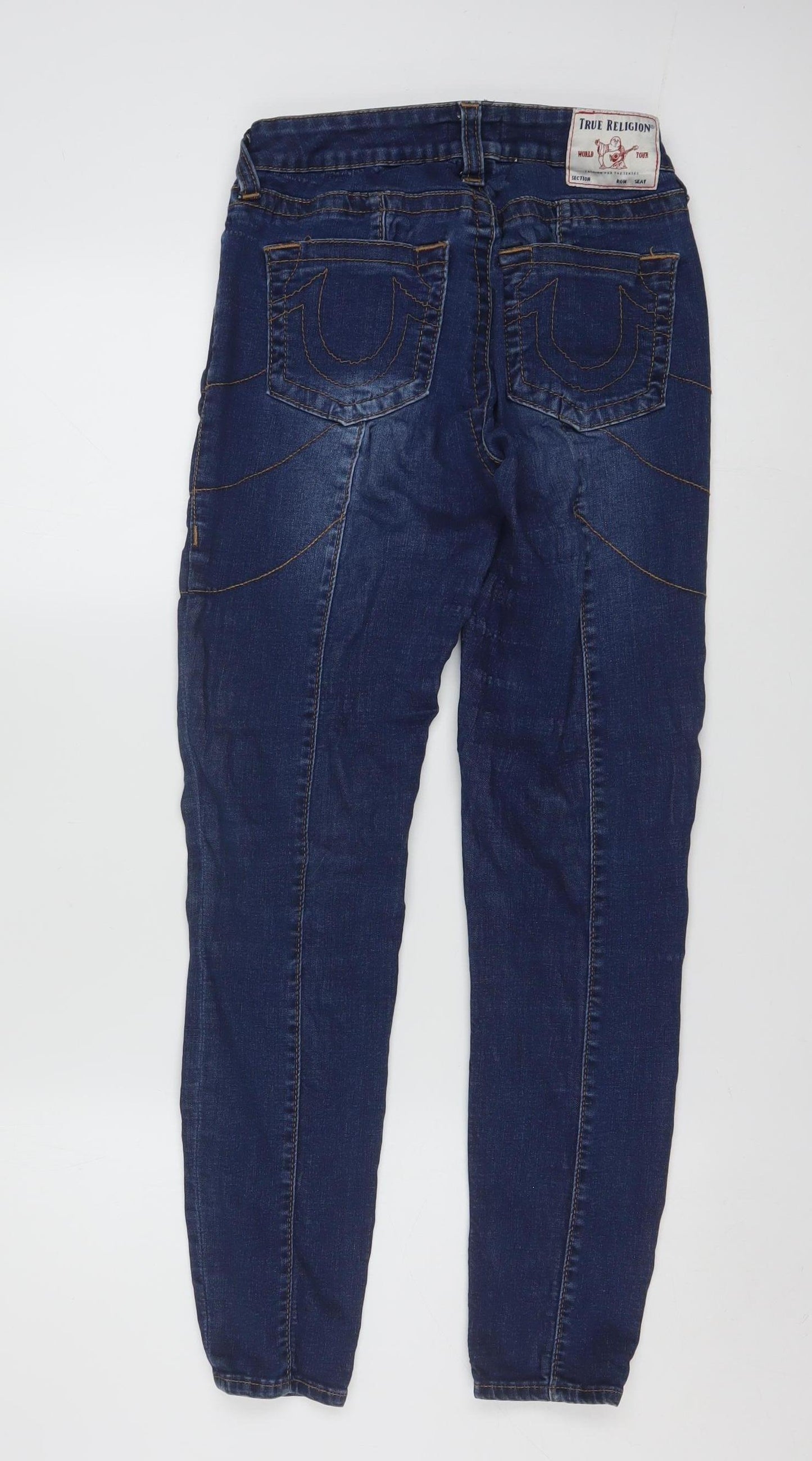 True Religion Women’s Blue Mid Rise Skinny Jeans Size 27 Slim Fit Denim